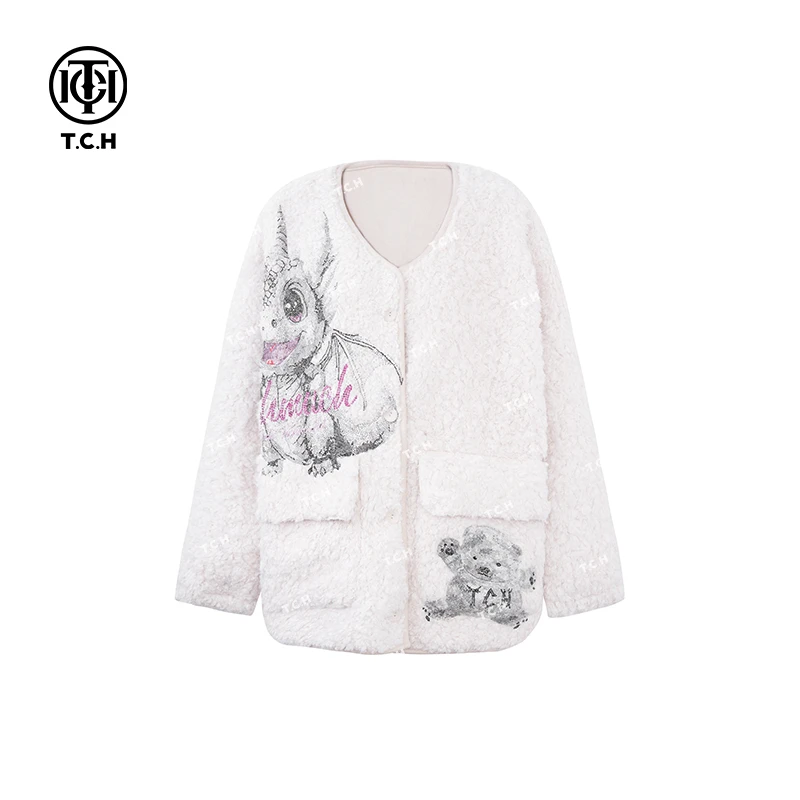 私服-TCH潮牌24秋冬新款白色外套T72C27E5023