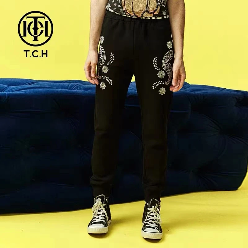 男装—TECHNO CHILLOUT HOUSE潮牌字母烫钻时尚休闲卫裤T66C208059