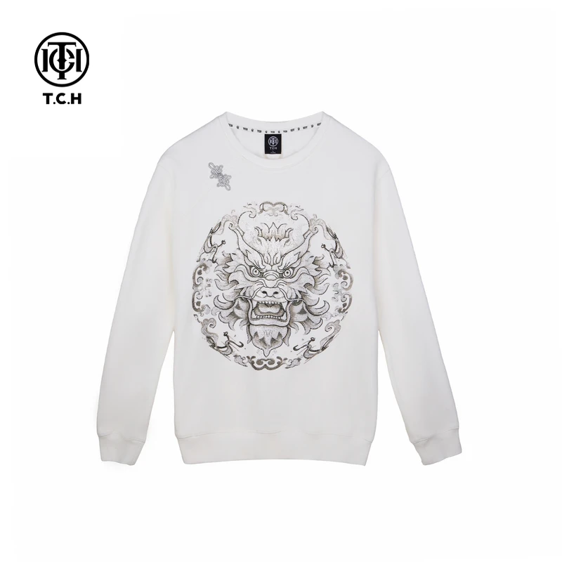 TCH轻奢秋季时尚慵懒风烫钻休闲宽松情侣款卫衣T72C116083私服tch