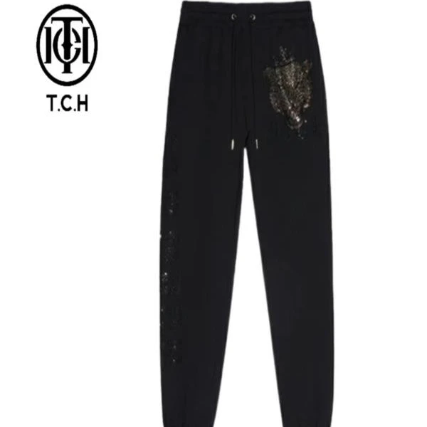 武汉--TCH武汉烫钻时尚休闲重工黑长裤男女同款T21120C3017