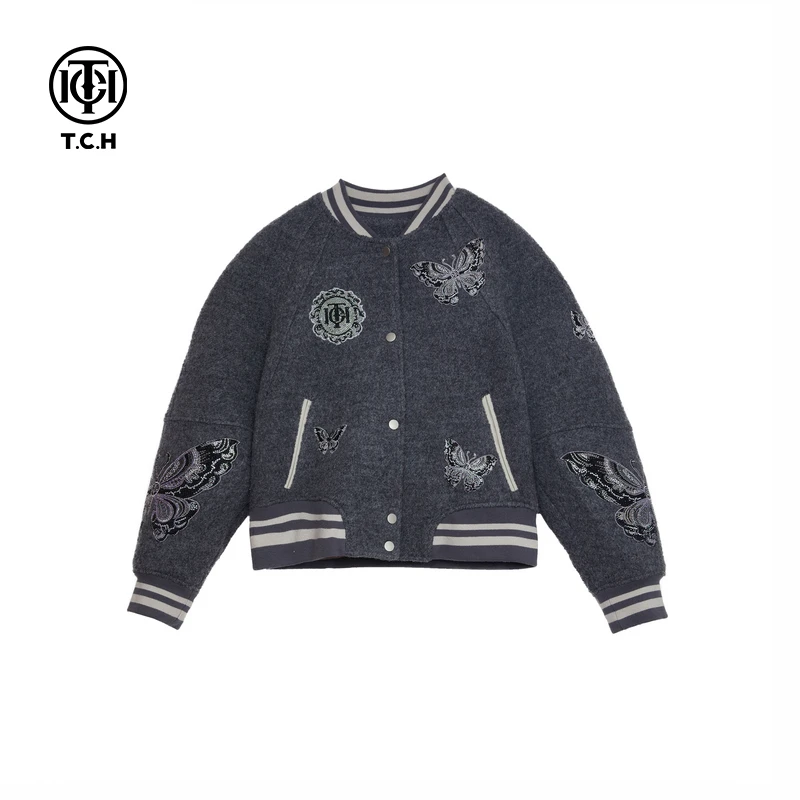 TCH轻奢烫钻工艺新时尚休闲百搭新潮流夹克情侣T72C166030tch私服