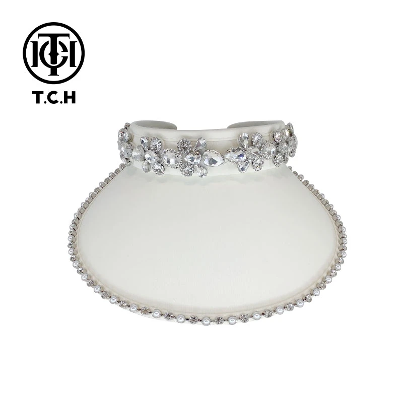 轻奢-T.C.H/2025轻奢重工烫钻链条百搭时尚新娘遮阳帽T72B41E9012