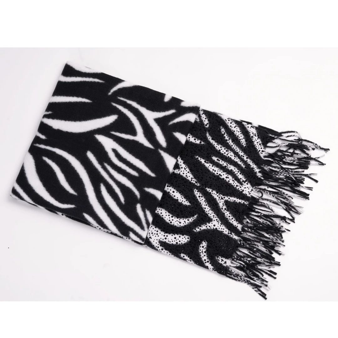 TCH-时尚潮牌斑马纹黑曜石满天星烫钻情侣围巾T72C45E5008