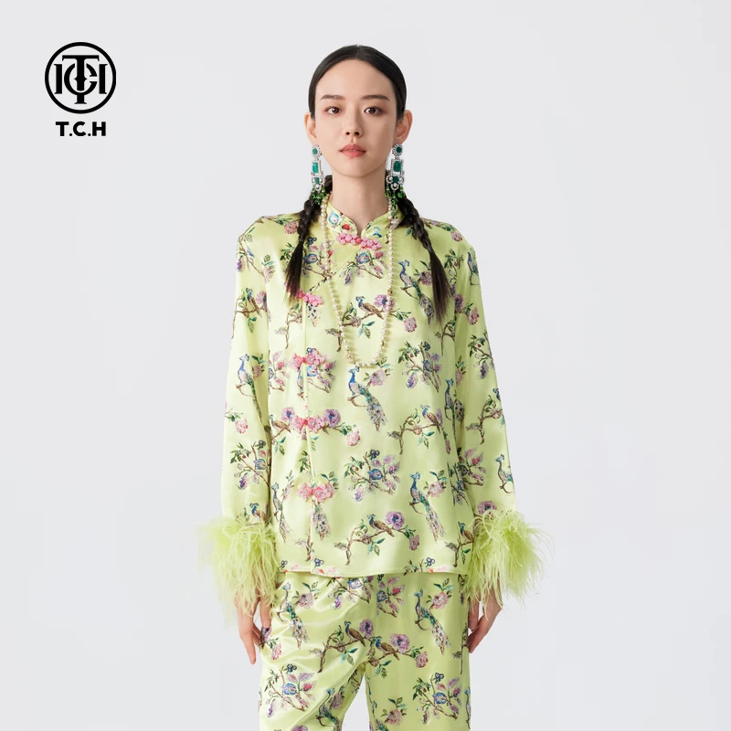 山东-TCH2025烫钻气质显瘦外套新中式立领盘扣上衣T72C276080