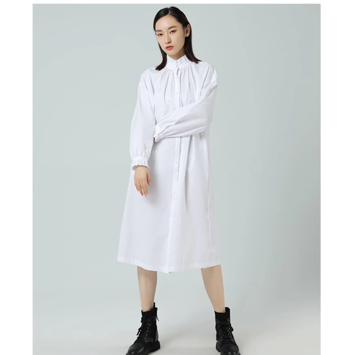 小众设计感长袖衬衫连衣裙女中长款休闲大气衬衫裙