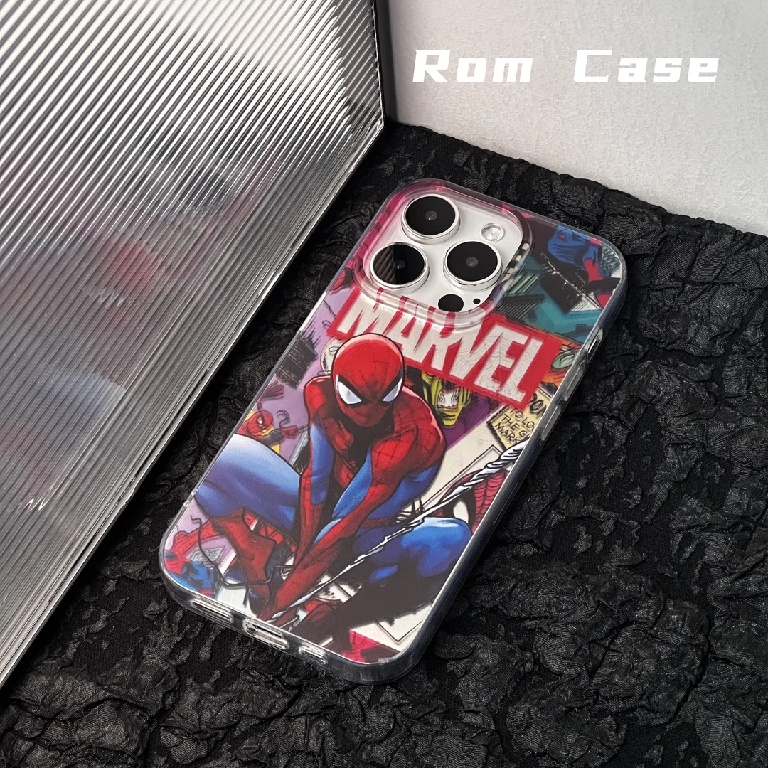 手机壳适用于苹果16pro/15p蜘蛛侠拉线小众高级感潮流风13p烫银壳