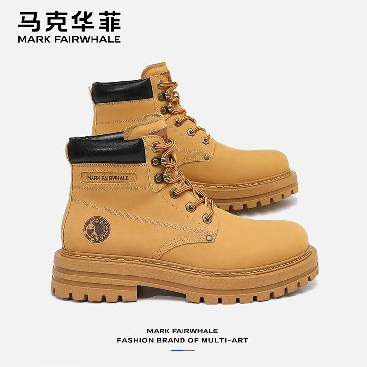 马克华菲马丁靴男款冬季男鞋2025新款大黄靴加绒棉靴工装雪地靴子