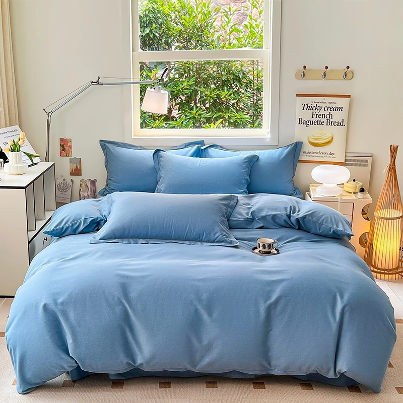 新品热卖斜纹棉四件套高支高密加厚斜纹舒适柔软纯色轻奢