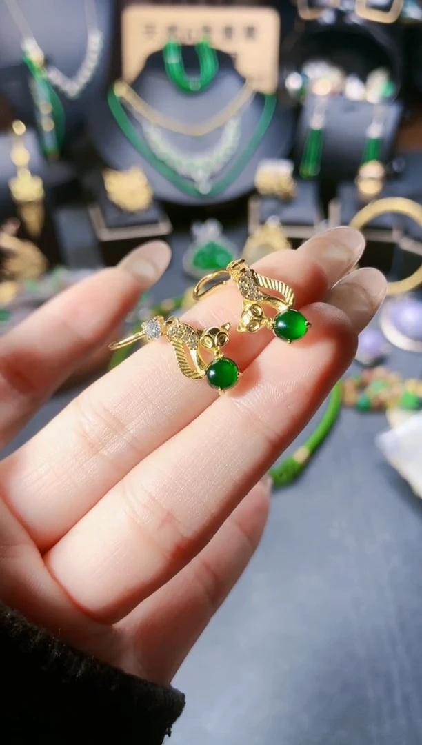 【闪购商品】翡翠耳饰银S925镶嵌耳饰