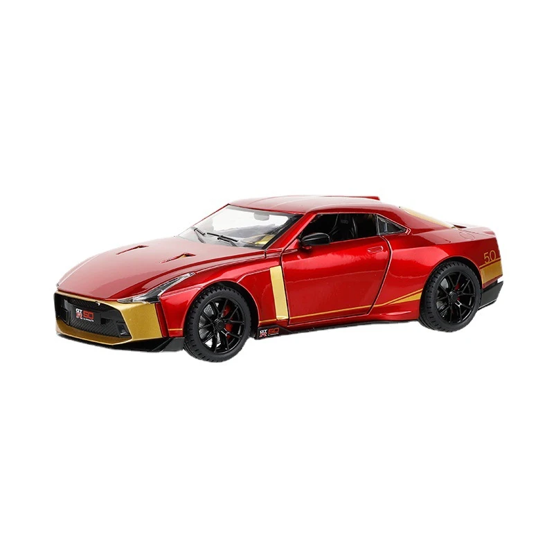 1:24日产战神GTR合金模型回力声光精品摆件儿童玩具模型5316
