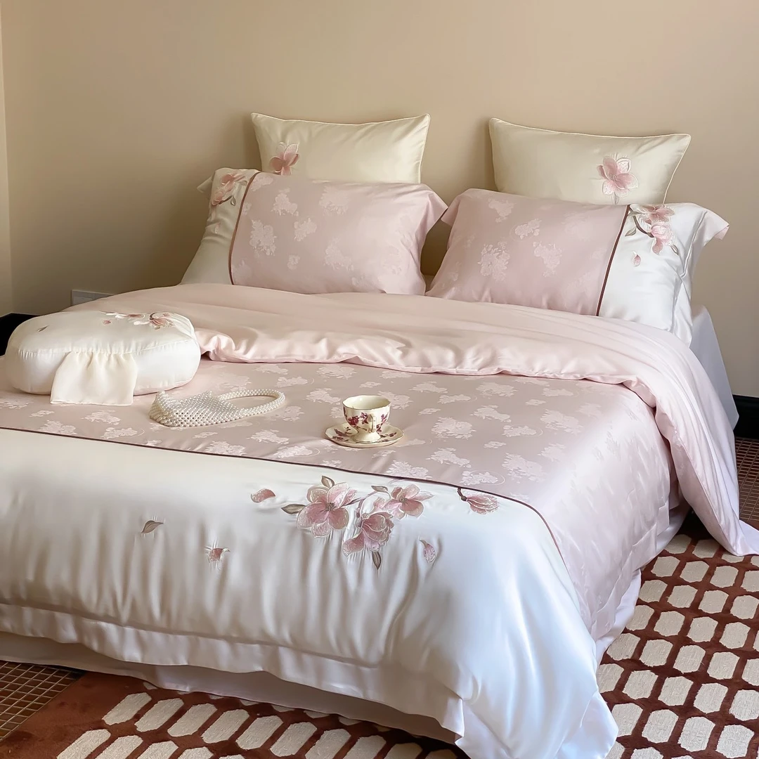 美如梦丨木兰诗语 100支天丝棉提花四件套精致刺绣超柔床上用品