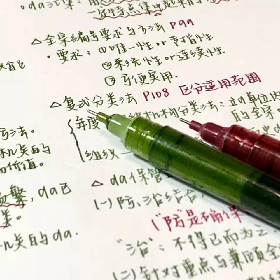 设计大容量速干针管型速干刷题笔走珠彩色复古手账不脏手笔记标注