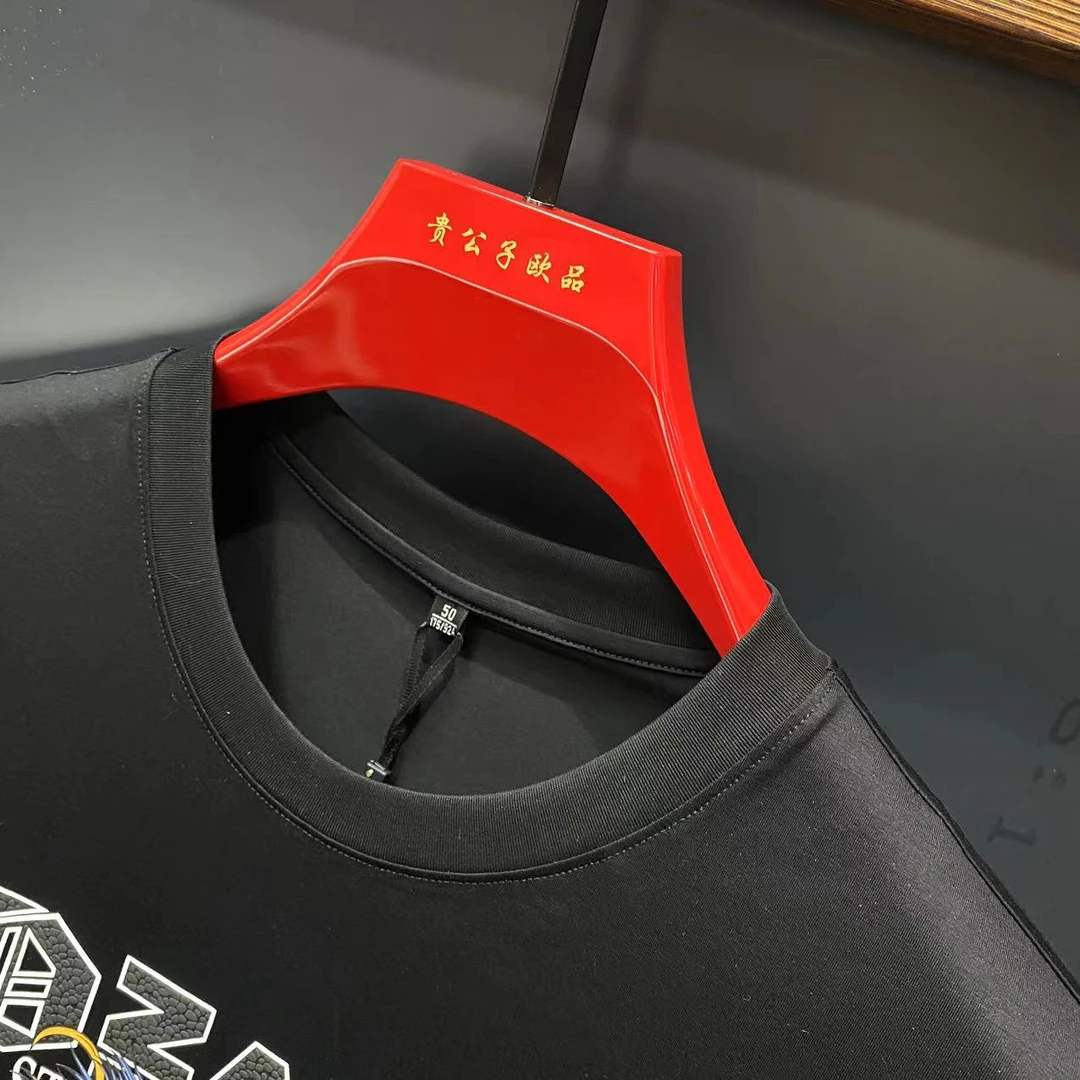 欧品男士夏季新款个性春夏潮流休闲百搭时尚圆领帅气短袖 032