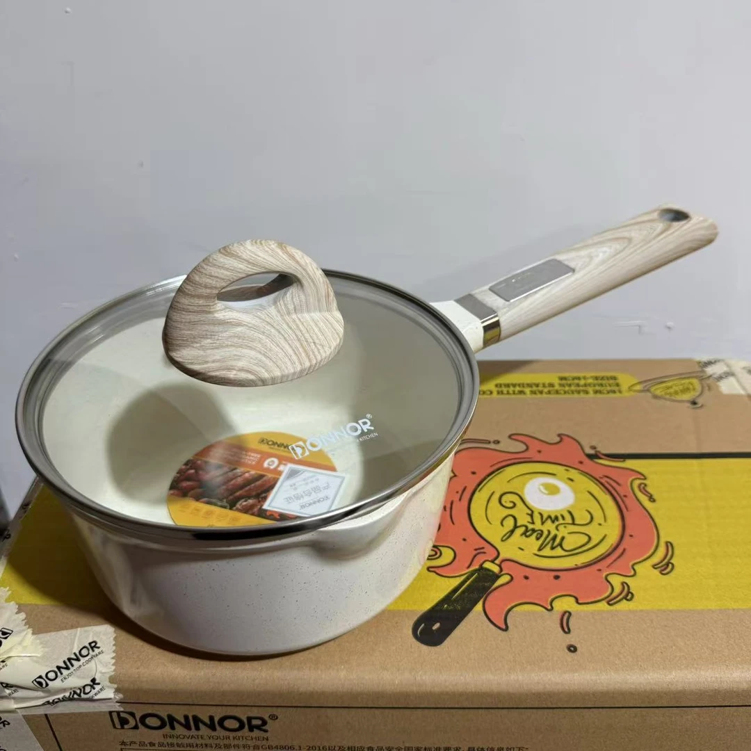 0氟不粘18白色麦饭石DN富丽奶锅