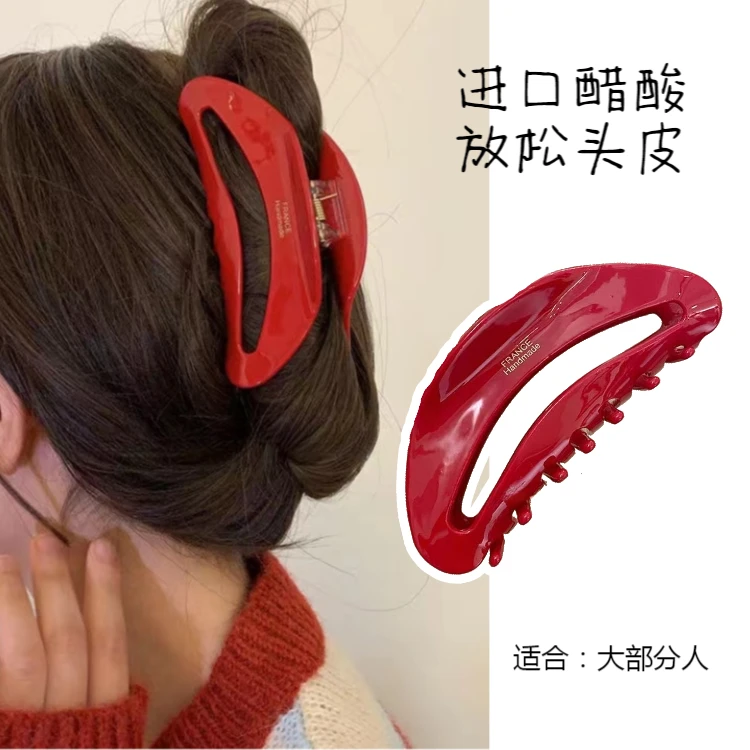 【进口醋酸】2023新款复古后脑勺法式盘发鲨鱼夹发饰成人款高级感