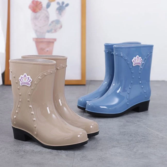 雨鞋女中筒女士水鞋子女加绒保暖防水雨靴防滑增高半筒水靴女胶鞋