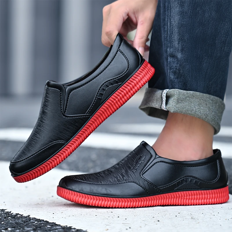 厨房防滑水鞋男夏季低帮雨鞋时尚短筒防水轻便工作鞋建筑外卖胶鞋