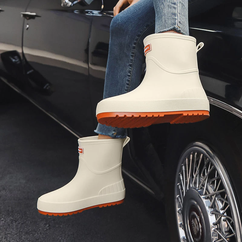 日系新款中筒雨鞋女士时尚水鞋外穿防滑中筒水鞋成人软底短筒雨靴