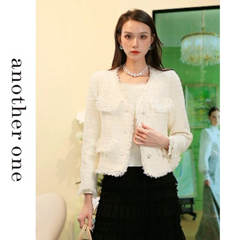 ANOTHER ONE安那迪粗花呢小香风羽绒服法式名媛风设计感外套女