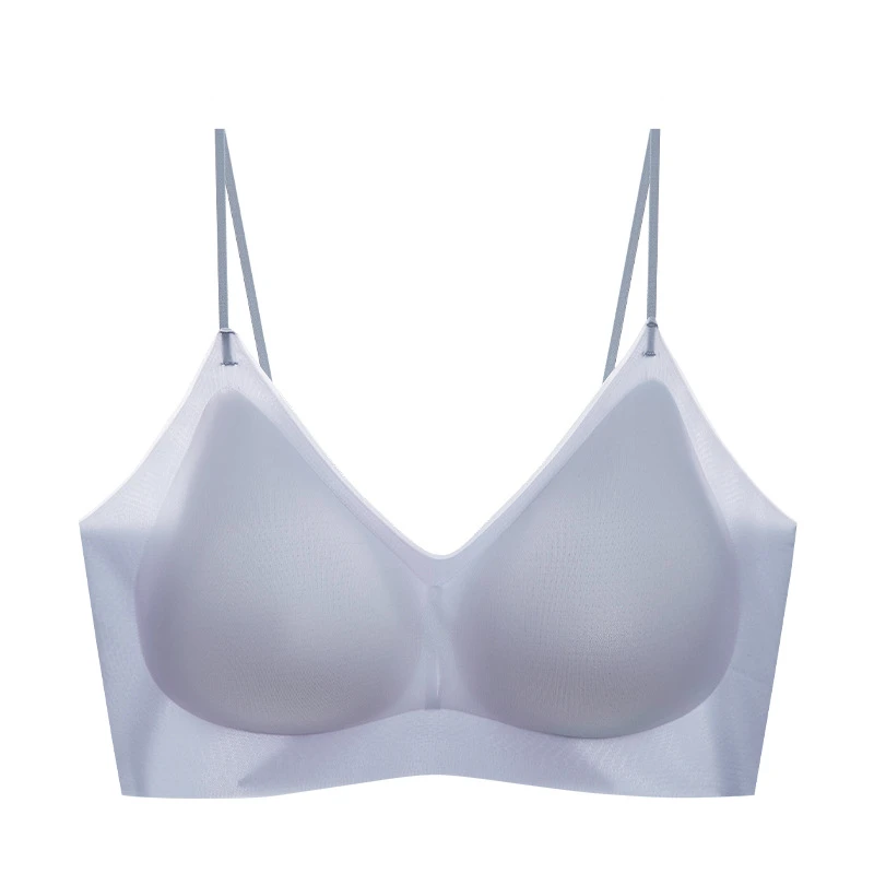 草本内衣女无痕通勤夏季超薄无钢圈小胸聚拢透气凉感背心式文胸