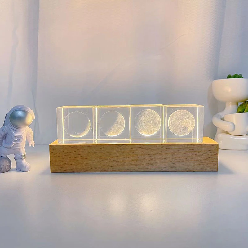 创意发光水晶月相摆件小夜灯 情侣生日礼物送女友闺蜜