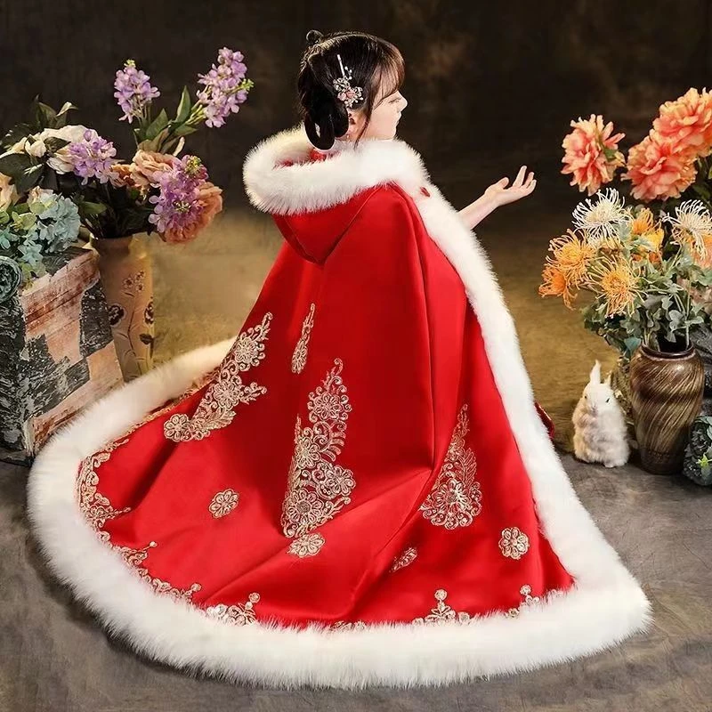 汉服冬款女童披风古装超仙原创明制儿童宝宝拜年服过年服加厚斗篷