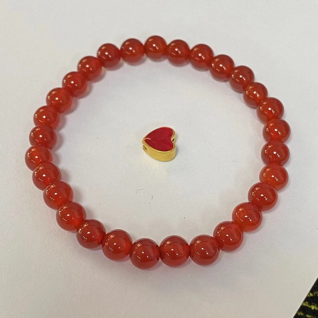 足金999红心玛 瑙手链时尚@@A263