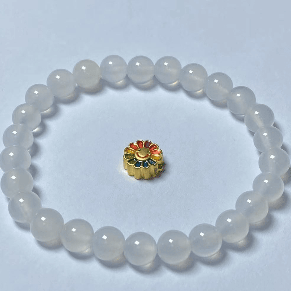 足金太阳花玛 瑙手链白@@A309