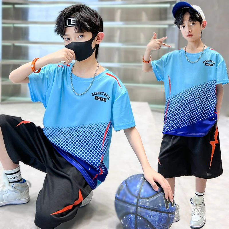 男童篮球服速干衣男青少年夏装套装中大童正品短袖夏季两件套
