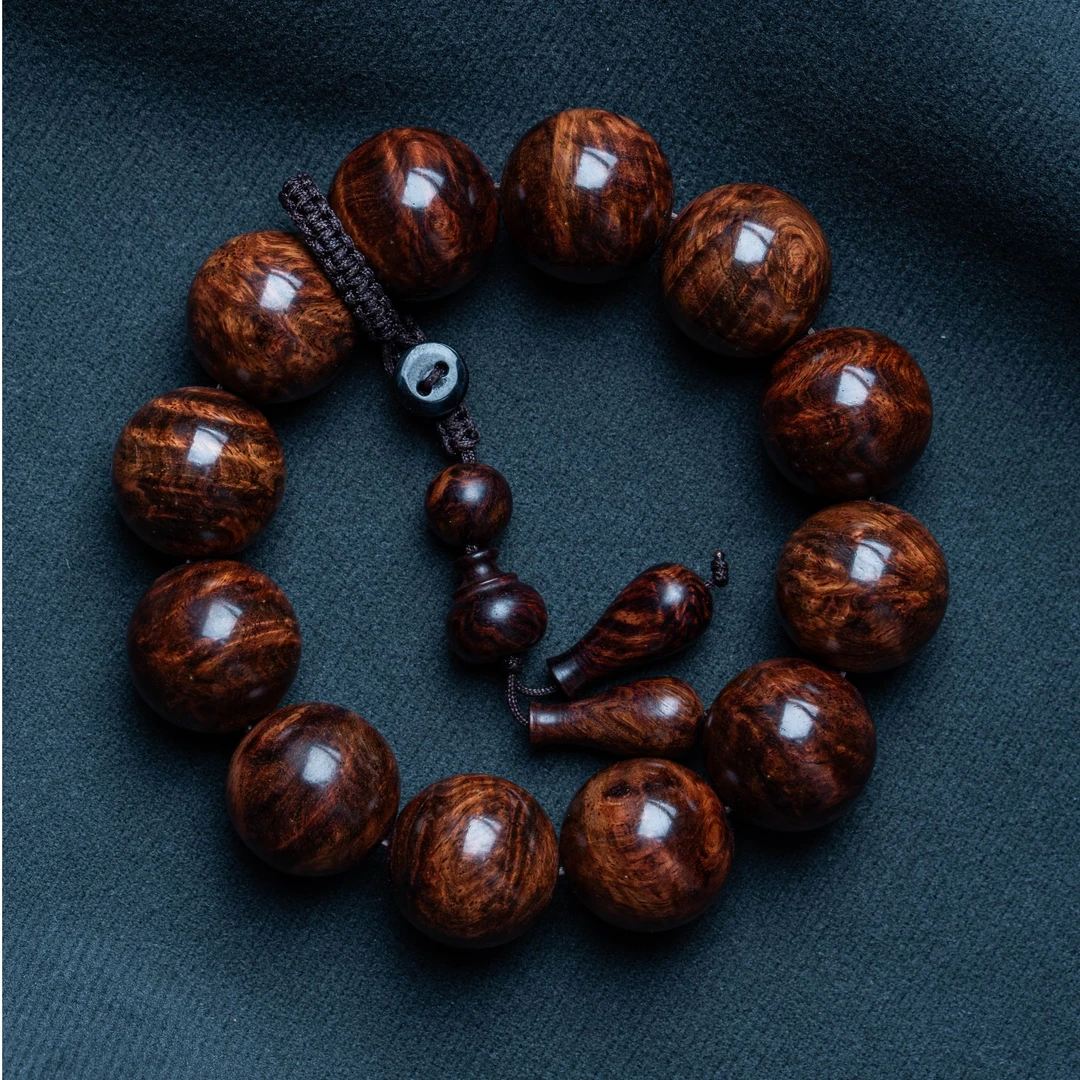 海南黄花梨2.0紫油梨水波留疤手串