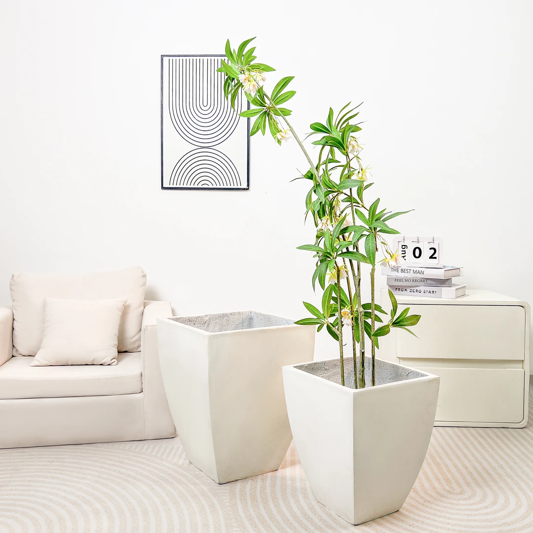 方形北欧现代简约风镁泥花盆客厅室内外庭院绿植盆