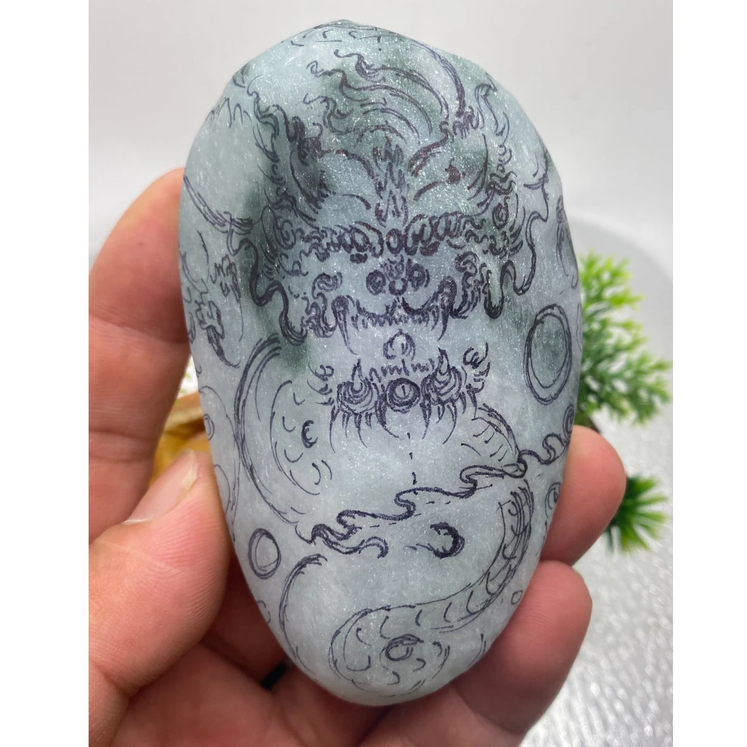 缅甸天然翡翠A货定制雕刻手把纯手工大件厚装高立体精工雕刻龙牌
