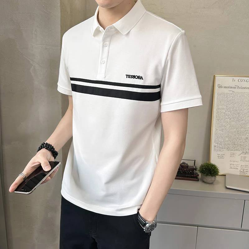 啄木鸟凉感POLO衫男士透气薄款半袖夏季潮流修身翻领短袖T恤男