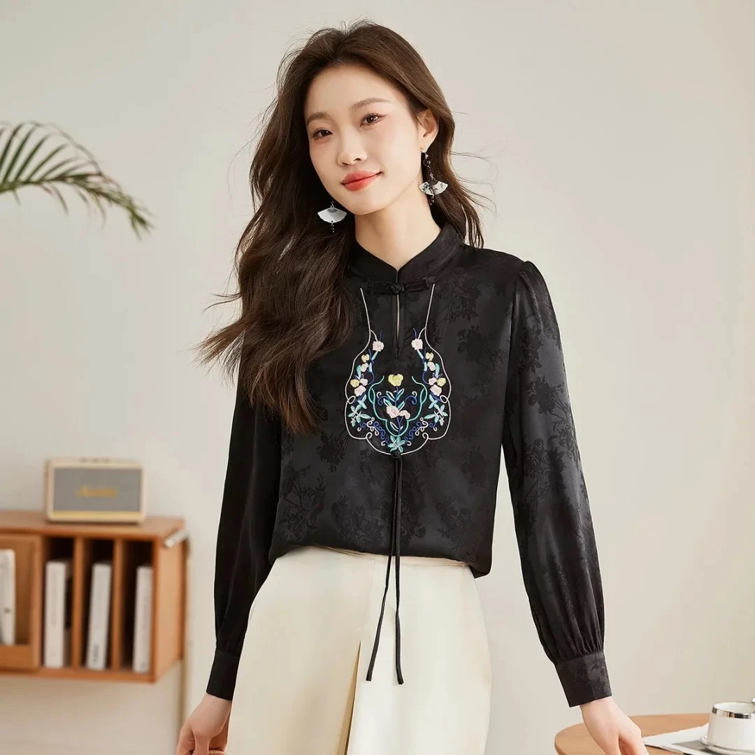 JIRUIMAN/吉瑞曼春秋国风时尚新中式温柔知性淑衬衫S506