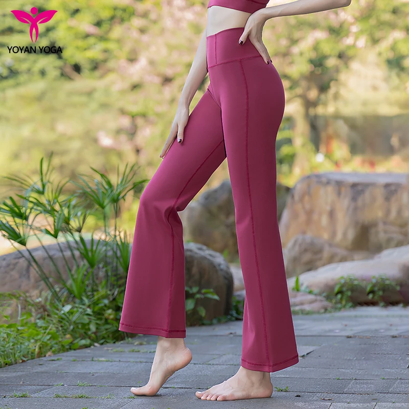 悠妍24240瑜伽裤运动训练透气外穿提臀速弹力显瘦微喇叭长裤