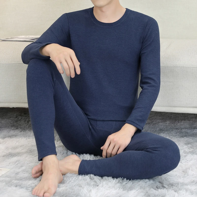 冬季保暖内衣男士柔软高弹内穿打底衫自发热防寒秋衣秋裤套装586-