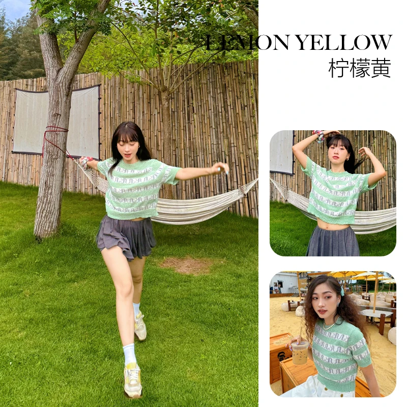 绿色T恤百搭透气薄款ins  L4A02