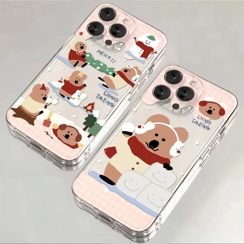 卡通圣诞小熊iPhone13苹果14promax可爱15/11趣味12全包XSXR防摔