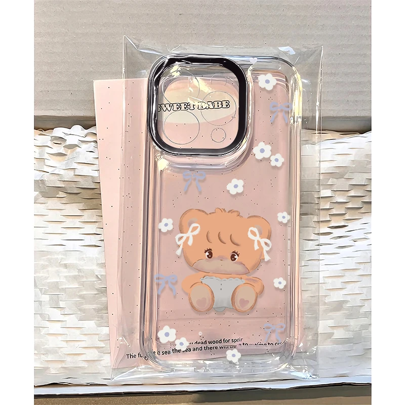 这家壳ins风花朵小熊适用iPhone苹果16手机壳13华为vivo小米oppo