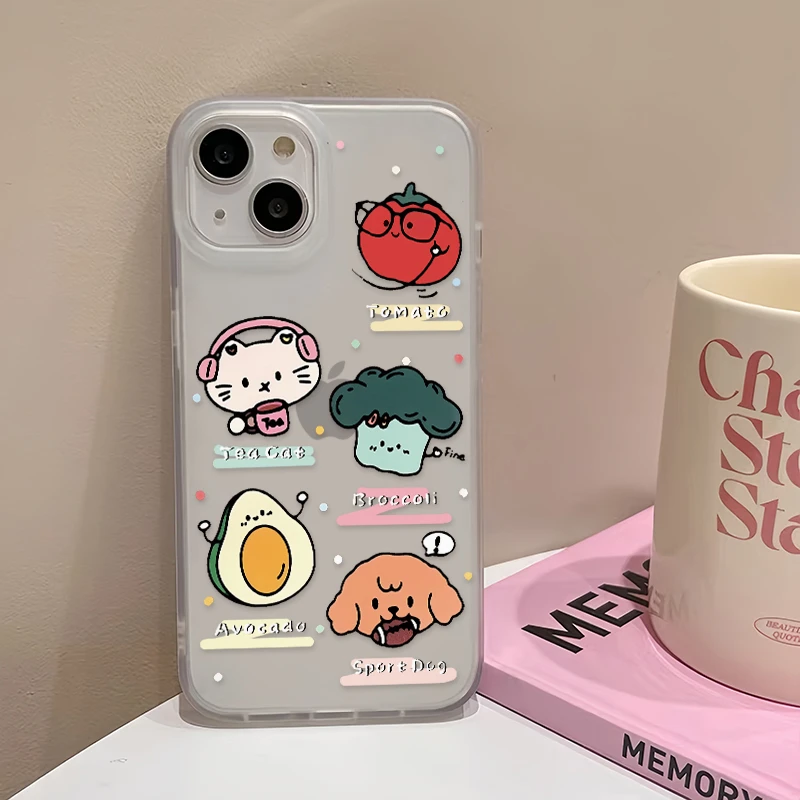 趣味卡通蔬菜苹果15promax手机壳14/11磨砂iPhone13可爱12/XS软XR