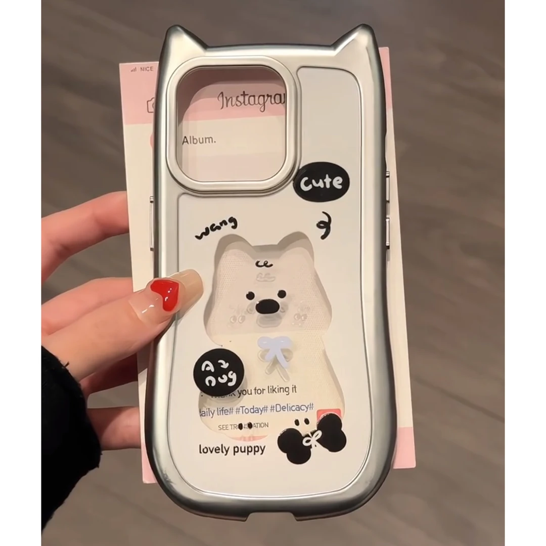 这家壳小众电镀猫耳朵适用苹果15promax手机壳iPhone13/14新款11