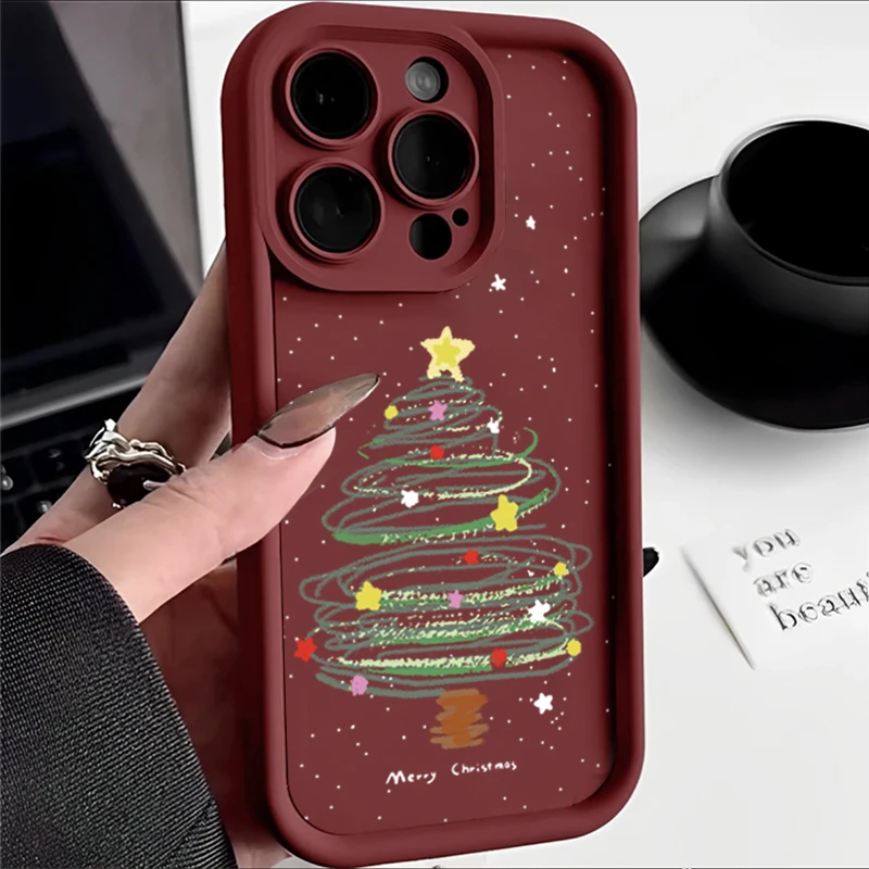 苹果oppo华为vivo小米ins手绘圣诞树iPhone15/14手机壳11复古1312