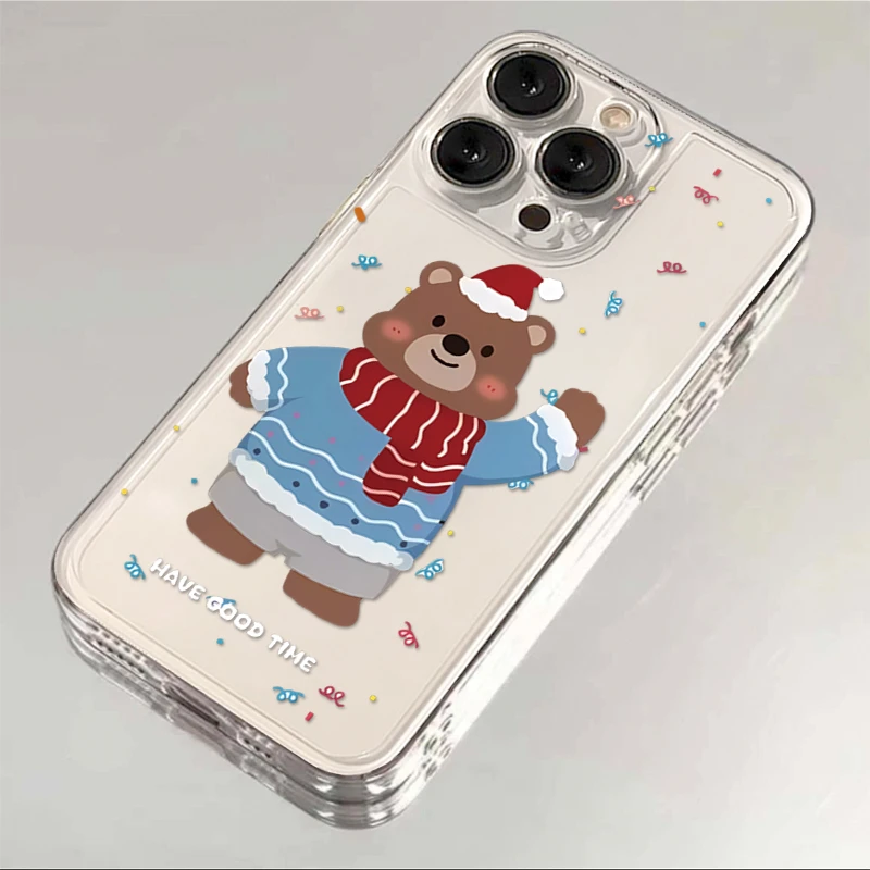 ins可爱圣诞小熊iPhone14手机壳15/13苹果11透明华为vivo小米oppo