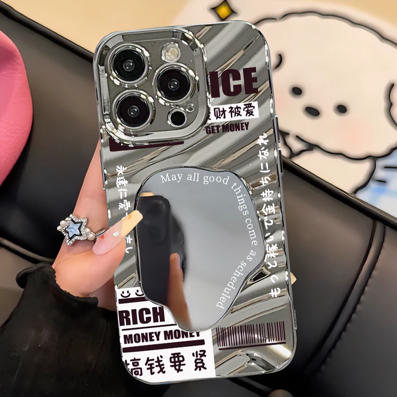 赵露思同款镜面iPhone15promax苹果13/11电镀14补妆镜12手机壳XR