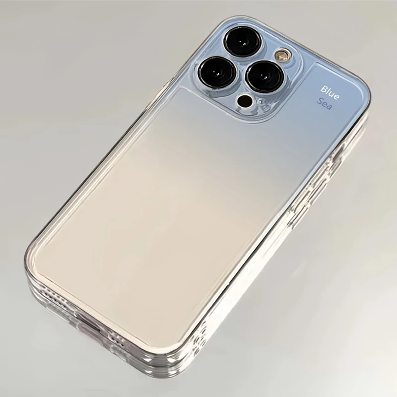 简约ins渐变蓝iPhone15/13苹果14手机壳12透明11华为vivo小米oppo