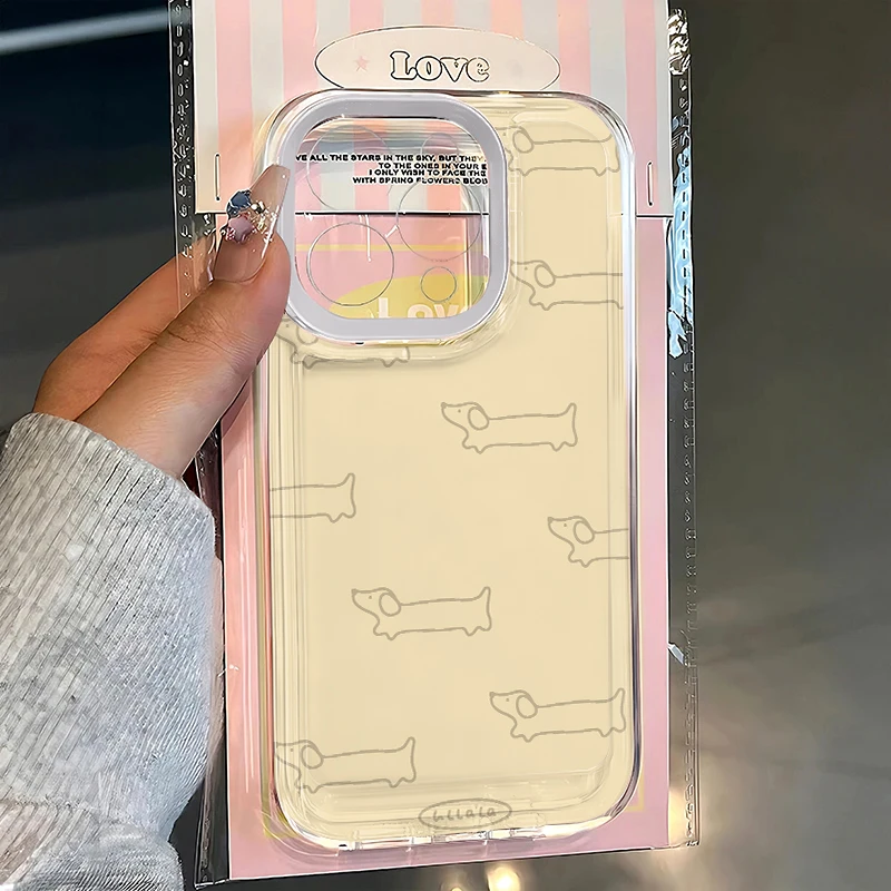 趣味壳线条腊肠狗适用苹果15/13手机壳iPhone14华为vivo小米oppo