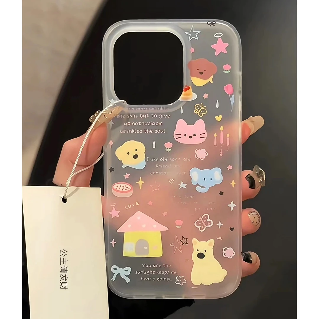 磨砂可爱小狗iPhone15promax苹果13透明11/14卡通12小众XSXR防摔