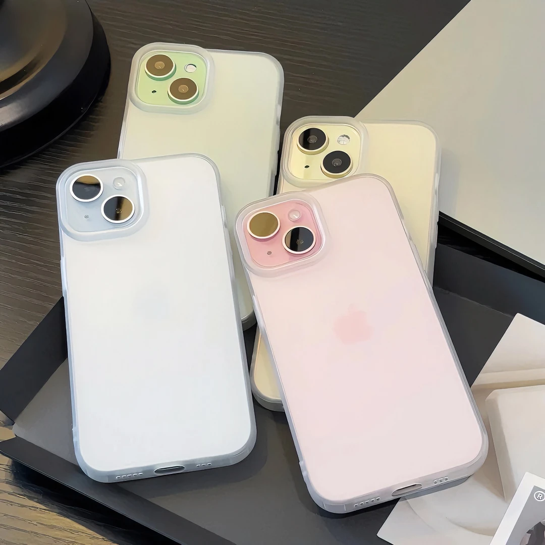 简约磨砂冰透适用iPhone15手机壳苹果13promax/14超薄11软12男女