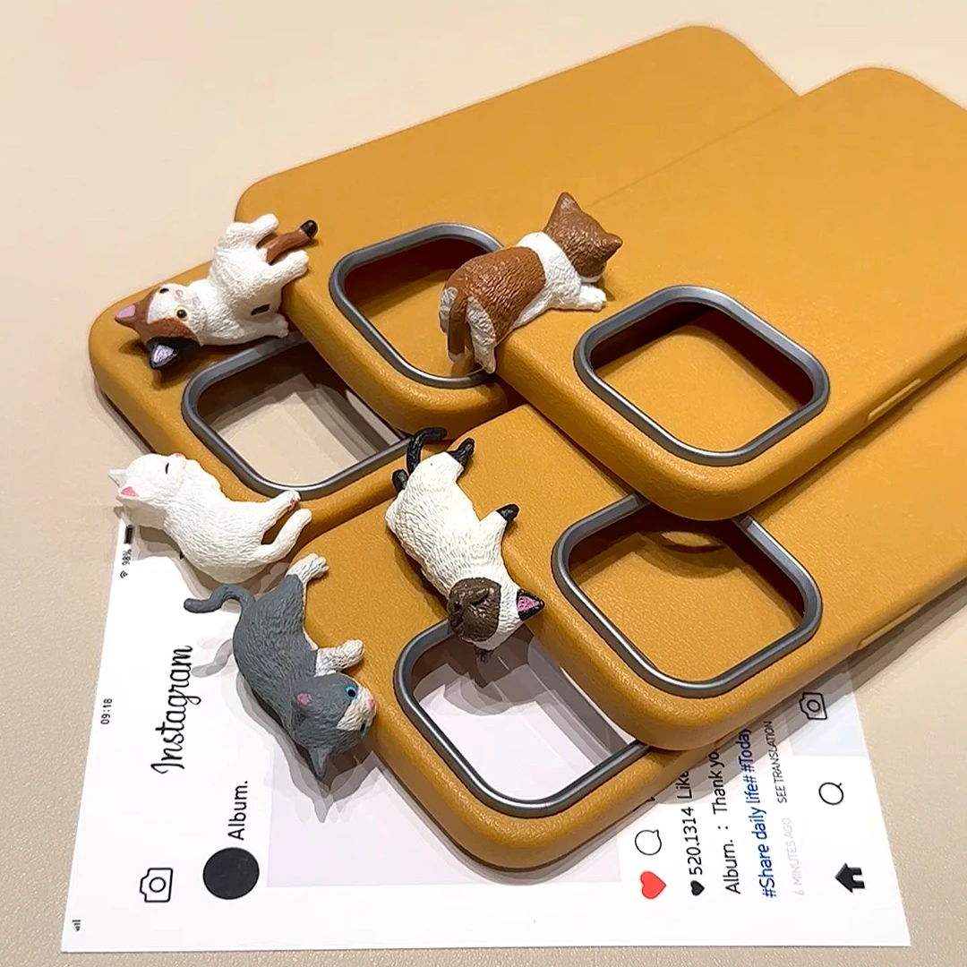 可爱呆萌立体猫咪适用iPhone16promax手机壳苹果15新款13/14女11