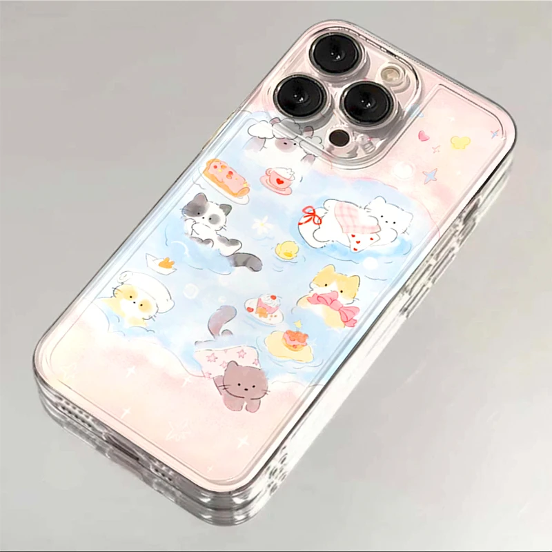 ins粉色温泉猫咪iPhone15/13手机壳14/12/11苹果华为OPPO小米VIVO